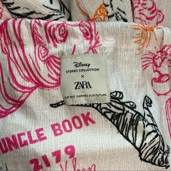 NWT ZARA X DISNEY Midi Dress Jungle Book Sketch Print Halter Rope Tie Pleated S - Picture 10 of 13